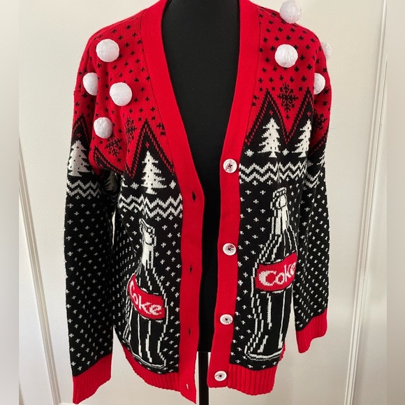 Coca Cola Ugly Christmas Sweater Coke Bottle Polar Bear Real Thing Size Small/ M - Picture 2 of 7